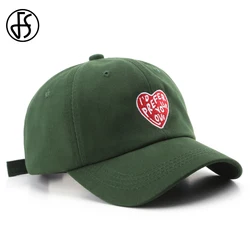 FS 2024 Green Heart Embroidery Baseball Cap For Men Women Trucker Hats Adjustable Streetwear Hip Hop Snapback Caps Gorras Hombre