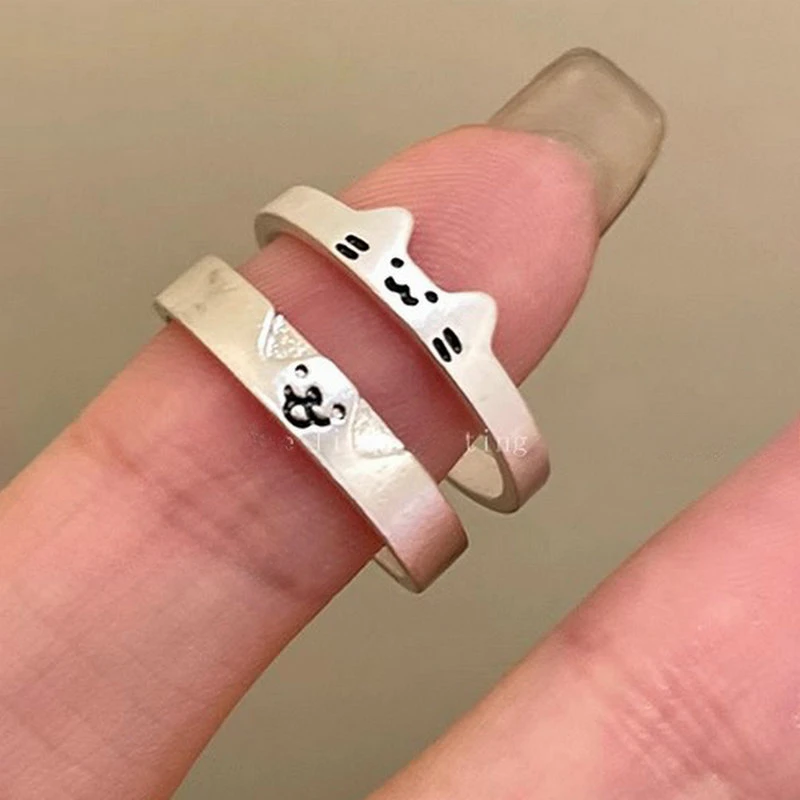 2/1 adet Sevimli Kedi Köpek Hayvan Çift Yüzük Kadın Erkek Yeni Moda Bildirimi Sevgilisi Yüzükler sevgililer Günü Partisi Takı Hediyeler