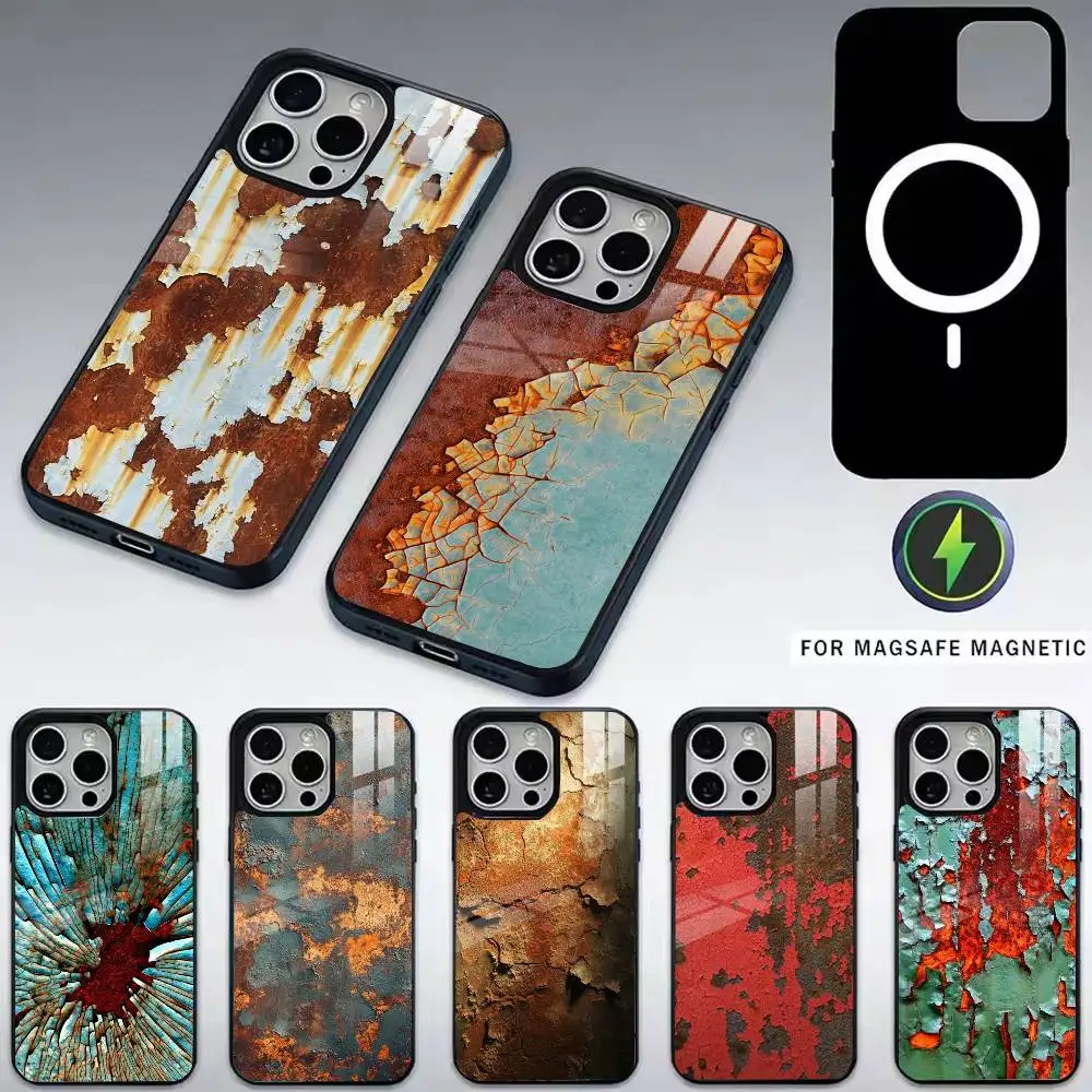 

Retro Rust D-Design Phone Case For iPhone17,16,15,14,13,12,11 Plus,Pro Magnetic with Magsafe Wireless Charging