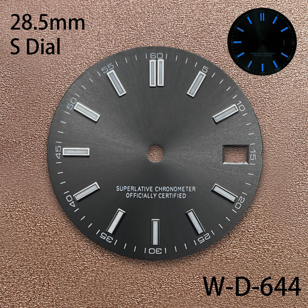 28,5 mm S Logo Sunray Dial Nadaje się do mechanizmu NH35/NH36/7S Niebieski Lminowna jakość Akcesoria do modyfikacji zegarków