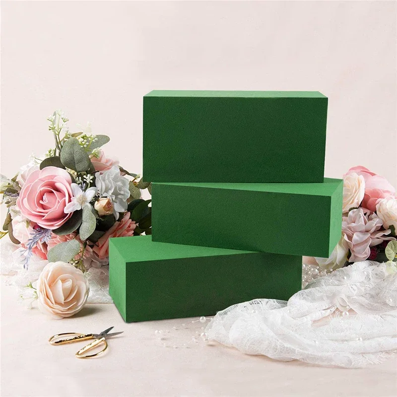 Water Absorbing Mud Green Square Flower Arrangement Mud Foam Block DIY Floral Foam Brick Holiday Decoration Florist Supplies