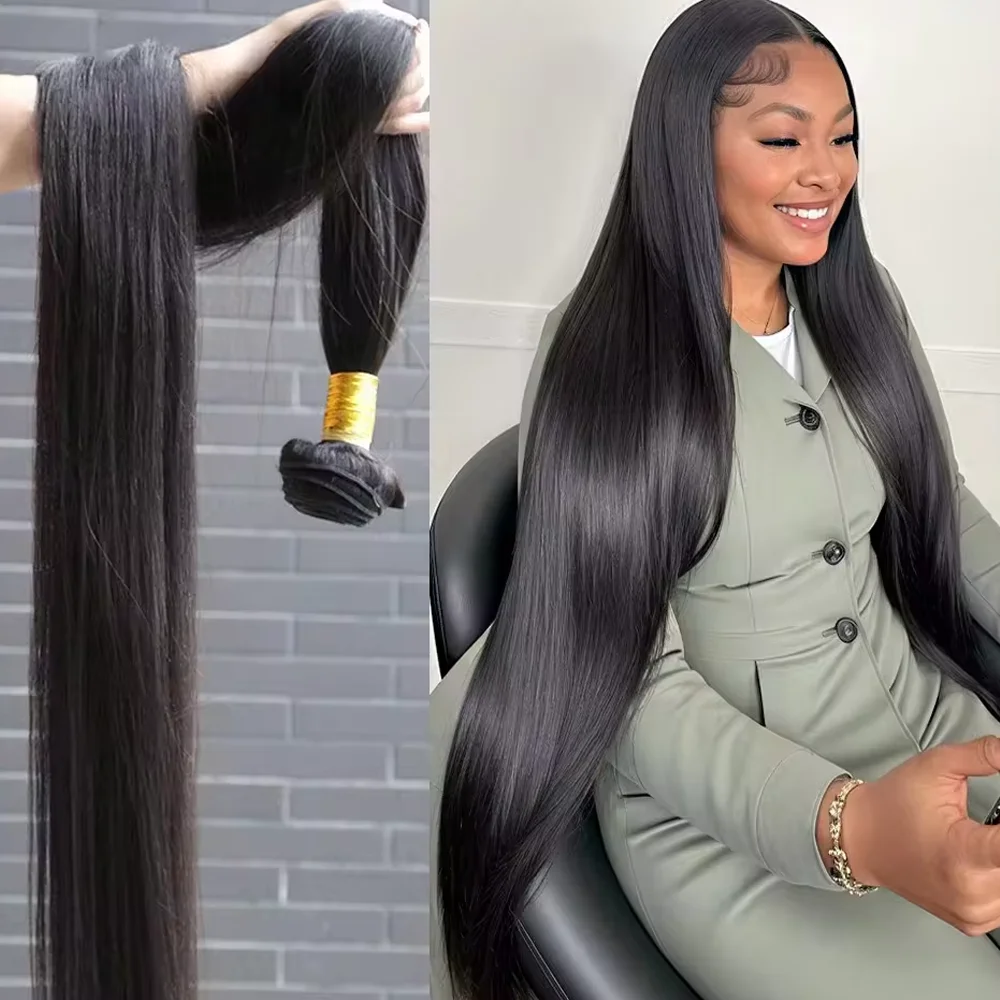 

Прямые пучки человеческих волос, бразильские пучки человеческих волос, наращивание Remy, 1/3/4, пучок, плетение волос с двойным утком