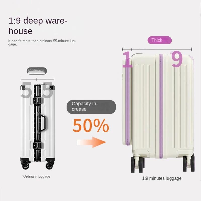 Valigia da viaggio Cabina da viaggio Valigia da viaggio con apertura laterale con ruota girevole silenziosa da 18/20 pollici 1:9 Scatola d'imbarco leggera di grande capacità