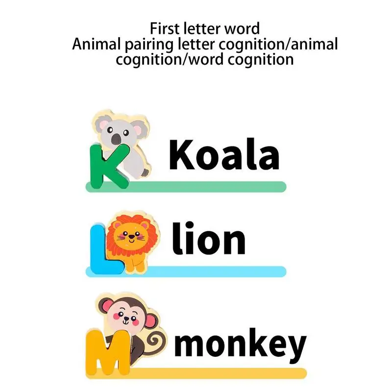 لغز الأبجدية الخشبية الحيوانات الخشبية التعليمية بانوراما المهارات الحركية الدقيقة تعلم الأبجدية لغز للأطفال 3 سنوات رياض الأطفال