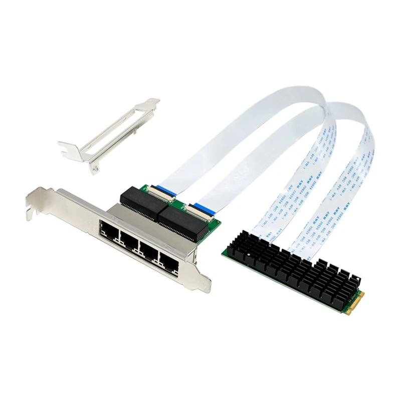 Gigabit Ethernet Network Card NIC M.2 B+M Key 4 Port Gigabit Industrial Ethernet NIC Ethernet LAN Adapter For PC