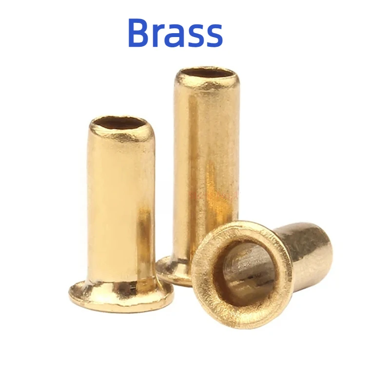 Copper Hollow Rivets Metal Eyelet Nuts Through Hole Fastener Grommet 0.9~6mm