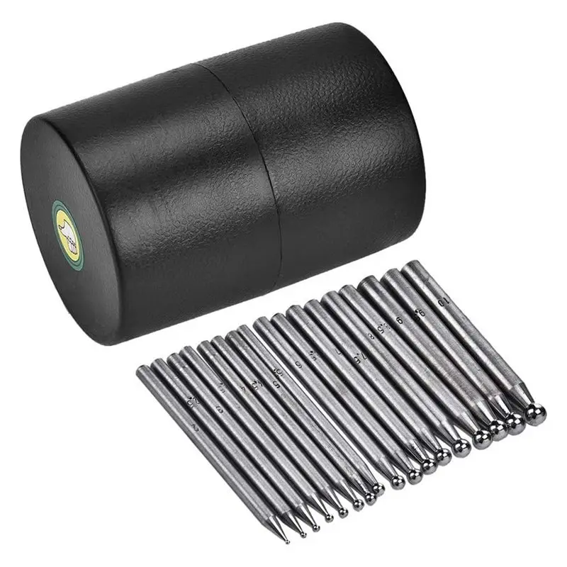 

Easy Use 17PCS Dapping Punches Jewelry Goldsmithing Manufacturing Doming Tool Dapping Block Punch For Craftsmen And Artists