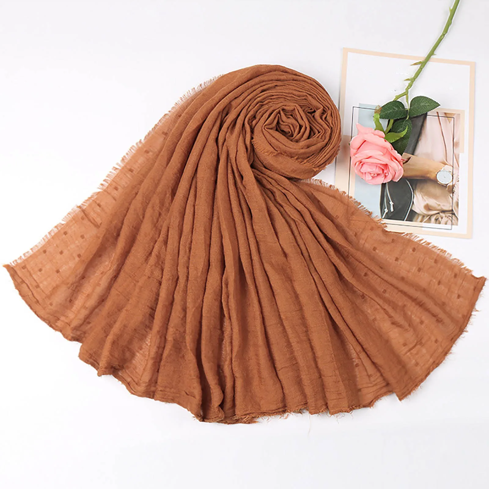 Women Classic Muslim Crinkle Hijab Scarf Soft Cotton Head Scarves Turban Shawls Wraps Islamic Headband Femme Musulman Headcover