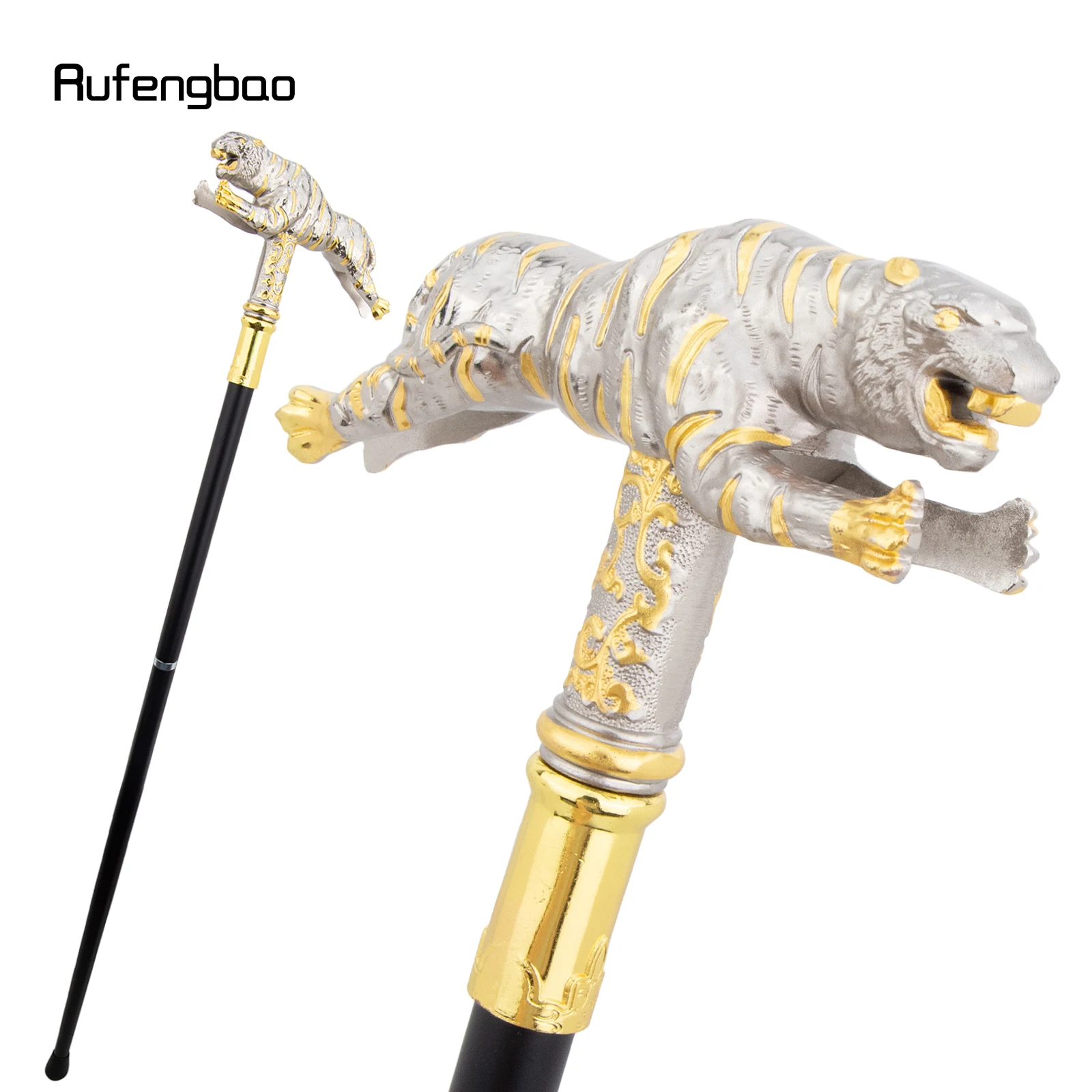 الذهبي الأبيض النمر موضة عصا للمشي الزخرفية Cospaly قصب هالوين الصولجان العصا Crosier أداء المرحلة قصب 90 سنتيمتر