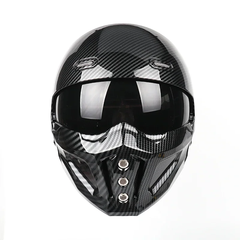 Motorcycle Vintage  Black Combination Helmet Full Half Cruising Helmet Motorcross One More Clear Lens Gift