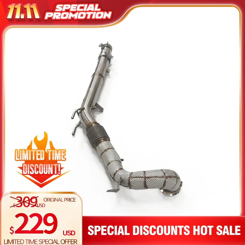 Discount offer downpipe with heat shield  without catalysis for VW golf MK8  GTI  R  HMD exhaust system Quality certification