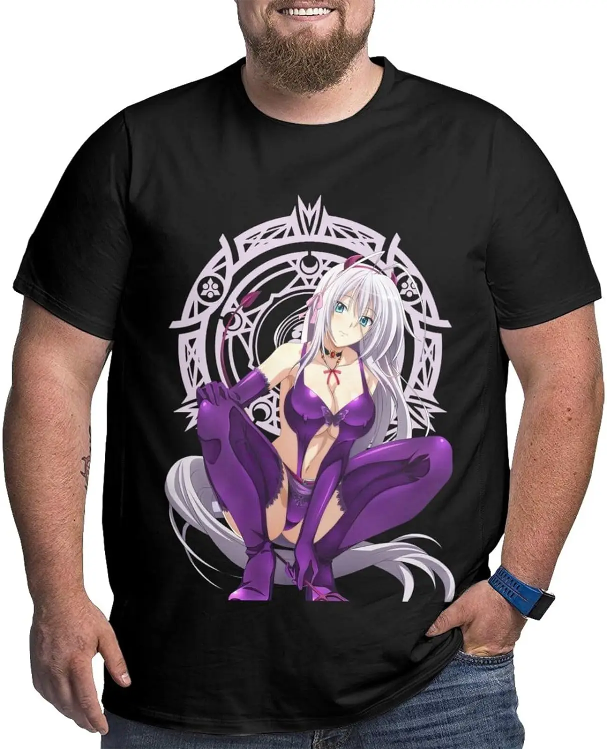 Аниме старшая школа DxD Rossweisse рубашка хлопок с коротким рукавом крутые топы большого размера для мужчин черные