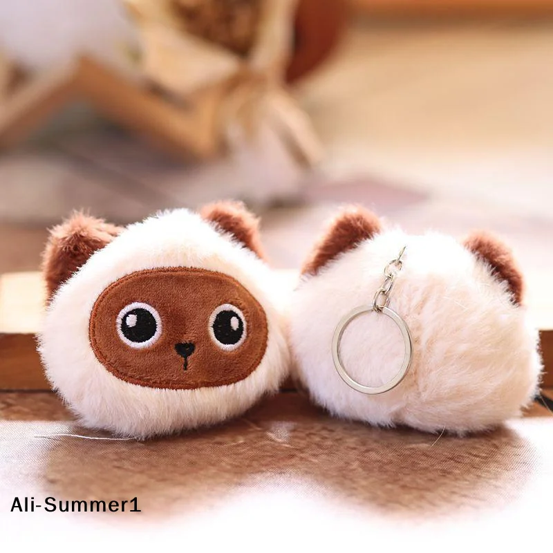 【E】Pluszowy breloczek z kreskówkowym kotkiem, urocza wypchana lalka, zawieszka do kluczy, ozdoba do torby, dekoracja do plecaka, prezent urodzinowy