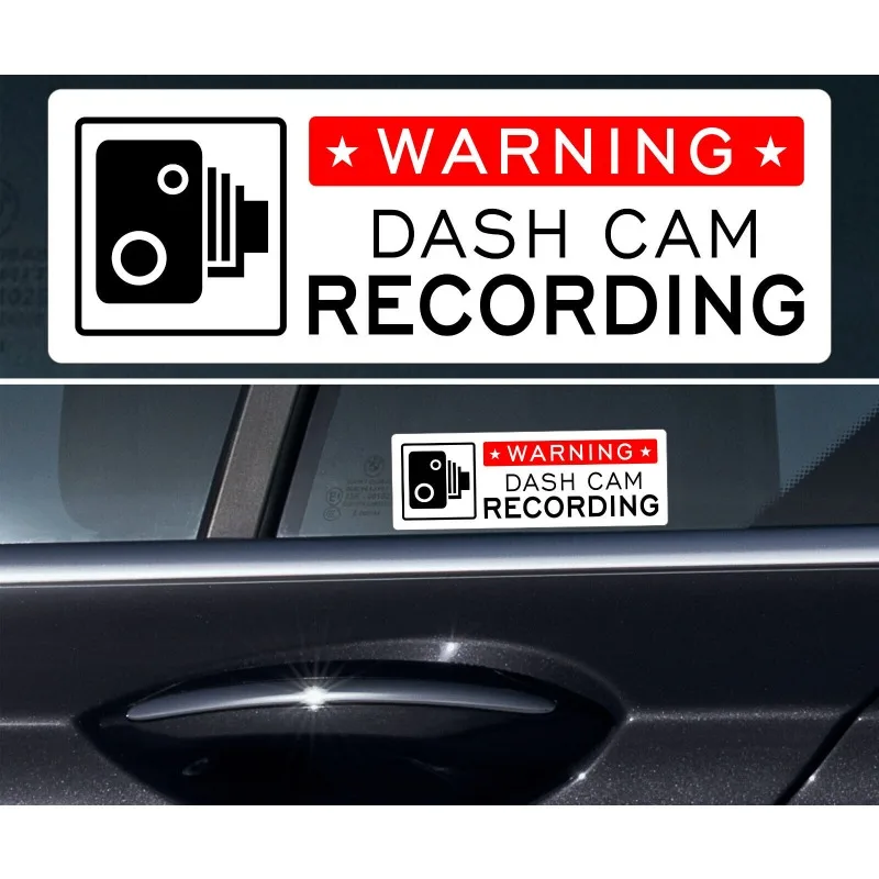 Car decoration stickers  4 Warning Stickers Sign Dash Cam CCTV Video Recording Car Window REVERSE White +  20CM PVCKK