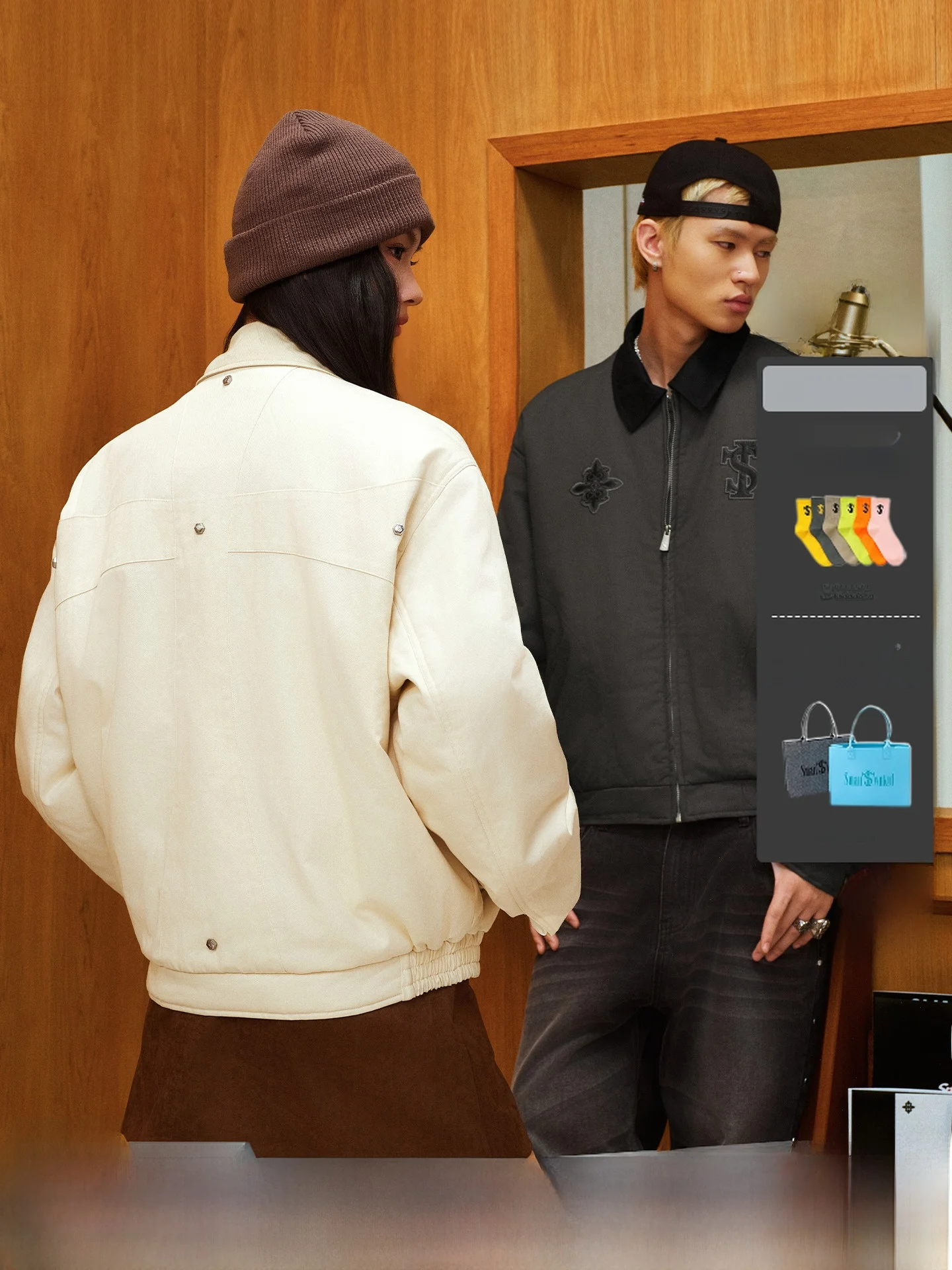 

STK SmallTownKid Ретро американский хлопковый джет с вышивкой, кожаная бирка, молния, откидной воротник, заклепка, модное молодежное повседневное пальто