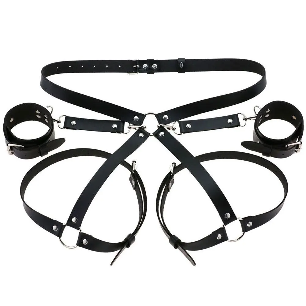 Body Strap Womens Garter Sm Props Leather Bound Clothes Pants Training Alternative Toys Gothic Sexy Leather Underwear