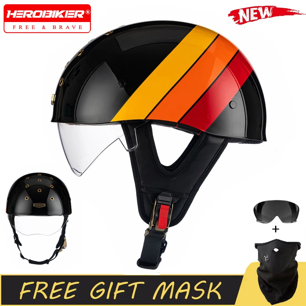 

Summer Breathable Hole Motorbike Helmet ABS Material Motorcycle Riding Helmet Anti Fall Equipment Retro Motorcycle Half Helmet