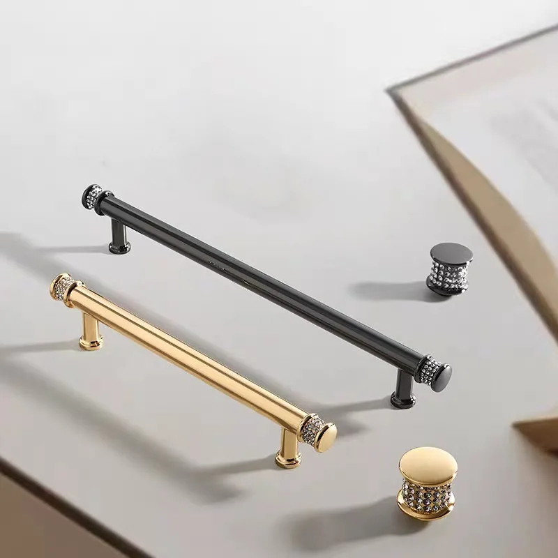 

Zinc Alloy Farmhouse Style Crystal Light Luxury Cabinet Door Handle Wardrobe Kitchen Cabinet Drawer Cabinet Door Small Pull
