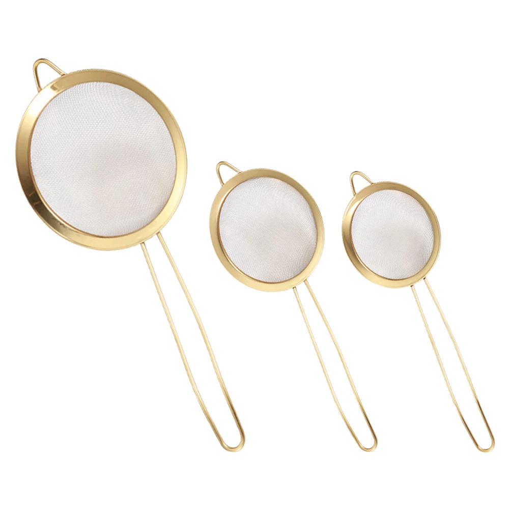 

3pcs Stainless Steel Mesh Strainer Set 12cm 14cm 16cm Sizes Fine Sieve for Baking Cooking Oil Filtration Soy Milk Juice Flour