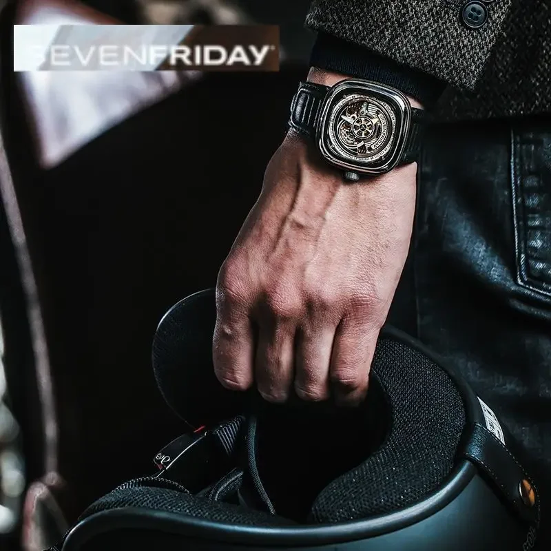 SEVENFRIDAY-Waterproof Mechanical Watch for Men, Square Large Dial, Automatic, S Series, Supports NFC, Gentleman Style, S2/01