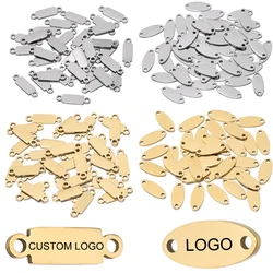 20pcs/lot Customized Laser Engrave Name LOGO Stainless Steel Tags Custom Logo Charms For DIY Necklace Double Hole Pendant ๏ปฟ