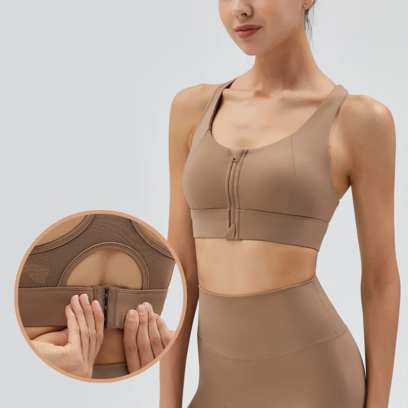 

High Impact Sports Bra Top Wear, Adjustable Front Zipper, Sports Underwear, Shockproof Running Vest, Yoga Bra, Fitness Gym Bra