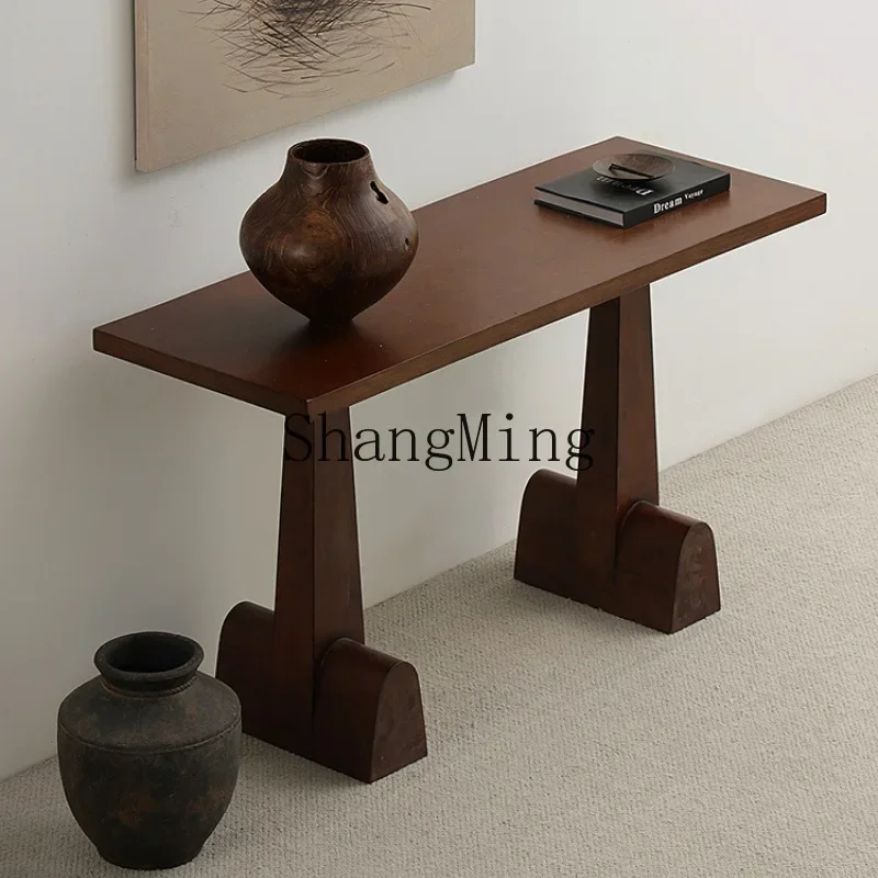 Tavolo da ingresso a ferro di cavallo in legno massello SM, tavolo da ingresso divisorio per soggiorno, tavolo di fornitura, mobile da ingresso per ufficio