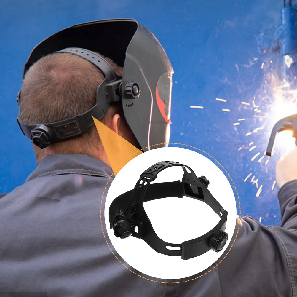 2 Pcs Adjustable Welding Headgear Welder Accessories Hard Hat Headbands Square Hole Black