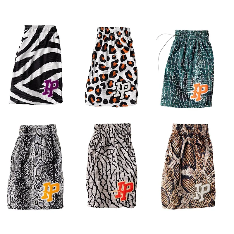 Animal Print Sports Casual Shorts For Men\'s Gym Fitness Training Running Basketball Mesh Short Four-Quarter Summer Beach pants