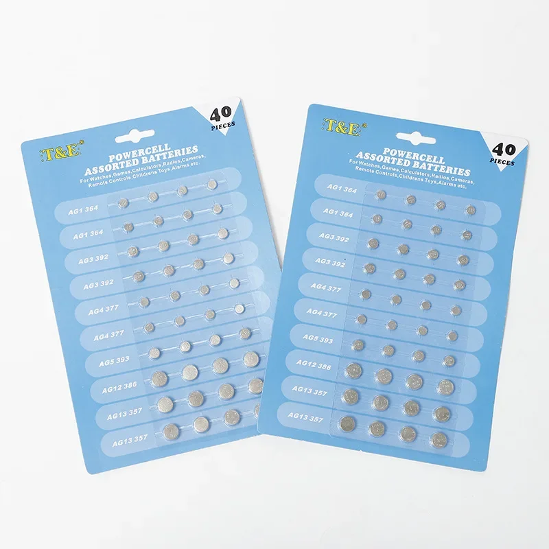 40PCS LR44 AG13 1.55V Button Cell Batteries A76 SR44 LR1154 GP7 Coin Battery for Watch Toys Remote Control