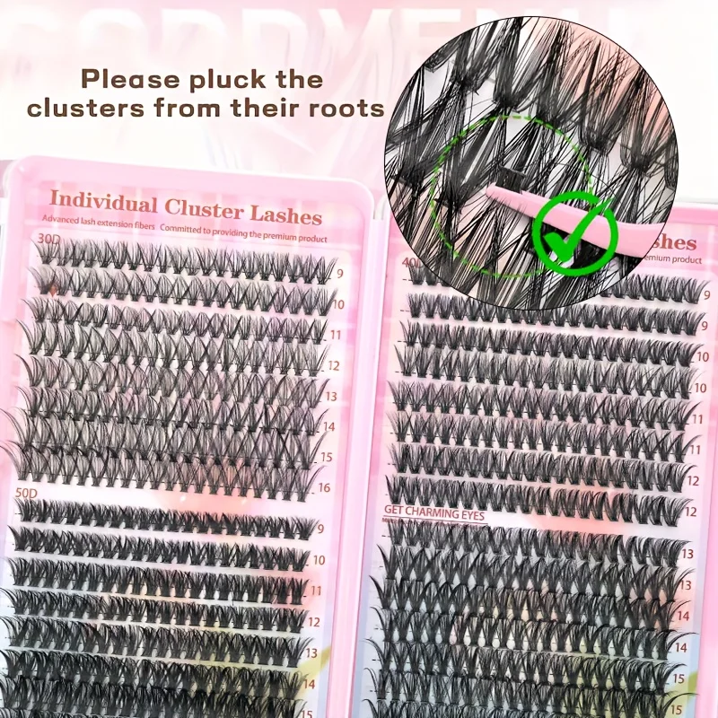 DIY-Wimperncluster-Set – 30D/40D/50D, 9–16 mm, optional: Einzelwimpern oder mit Zubehör (für Frauen)