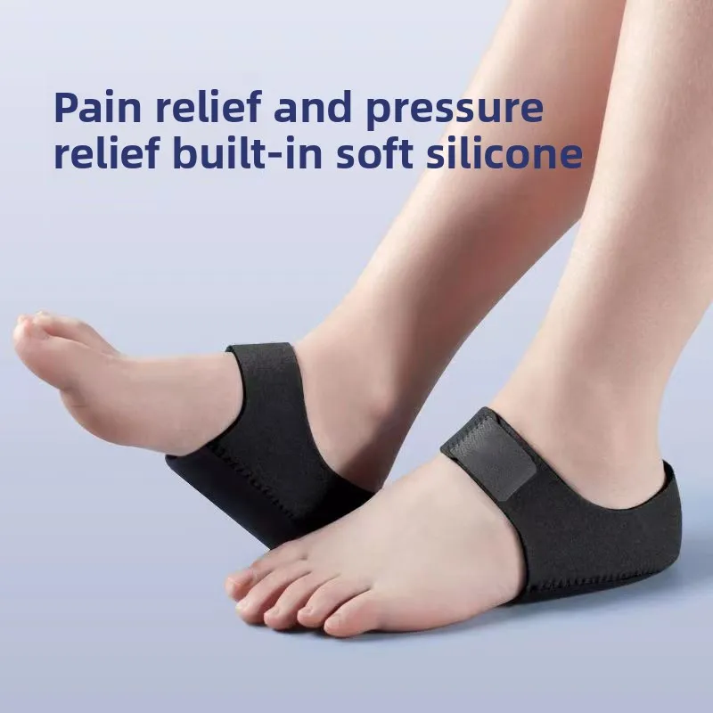 Diving Fabric Silicone Heel Sleeve with Velcro, Shock-Absorbing Heel Gel Protector, Anti-Friction and Anti-Crack, Washable