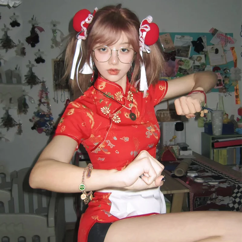 

Chinese Lolita Cosplay Sexy Cheongsam Qipao For Women Traditional Oriental Dresses Anime COS Halloween Costumes Mandarin Dress