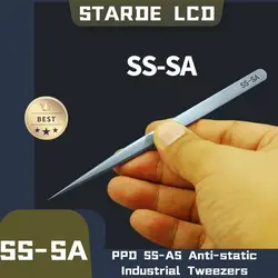 SS-AS Anti-static Industrial Tweezers Stainless Steel Curved Straight Tip Precision Tweezers for Cell Phone Repair Hand Tools