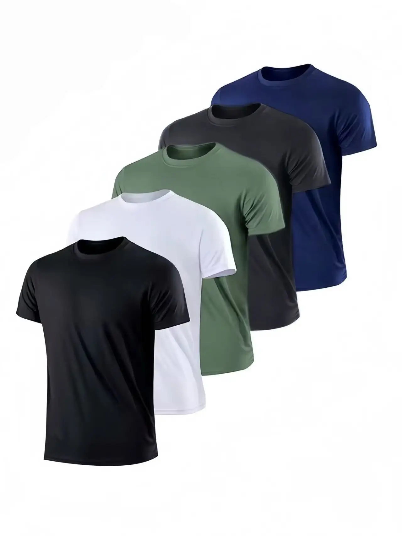 Einfarbiges, schnell trocknendes Sport-T-Shirt für Herren, atmungsaktives, leichtes Oberteil mit Rundhalsausschnitt für Fitnesstraining, Laufen, Outdoor-Aktivitäten