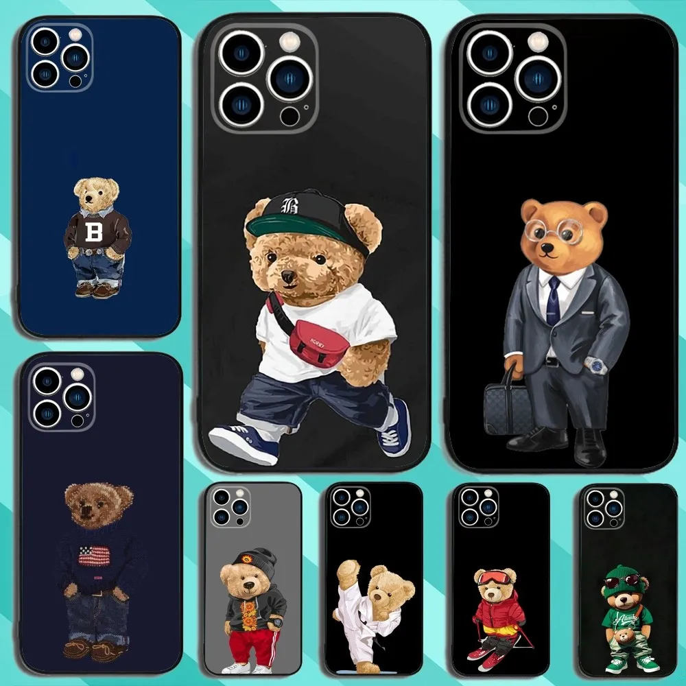 Baron F-Filou Bear Fashion  Phone Case For iPhone 16,15,14,13,12,11,Plus,Pro Max,XS,X,XR,SE,Mini,8,7 Soft Silicone Black Cover