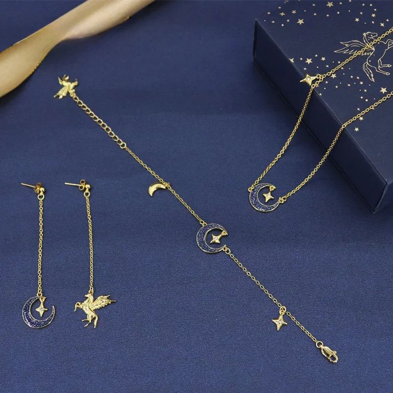 Gold Plated Alloy Necklace Bracelet Set for Women New Couple Gifts Museum Quality Fashion Jewelry by National Museum of China
