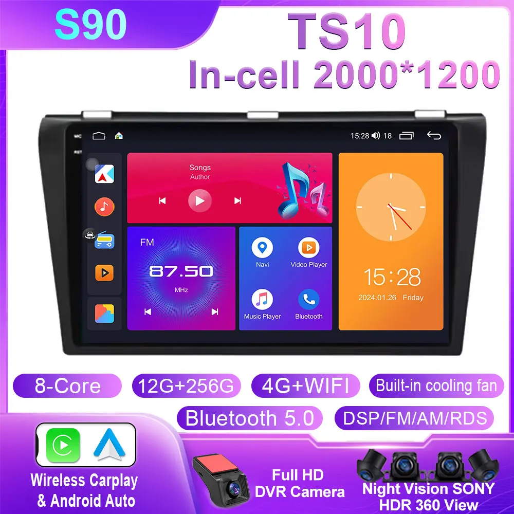 Android Draadloze Carplay Voor Mazda 3 2004 2005 2006 2007 2008 2009 Autoradio Met BOSE Multimedia Speler Stereo GPS Geen 2Din DVD