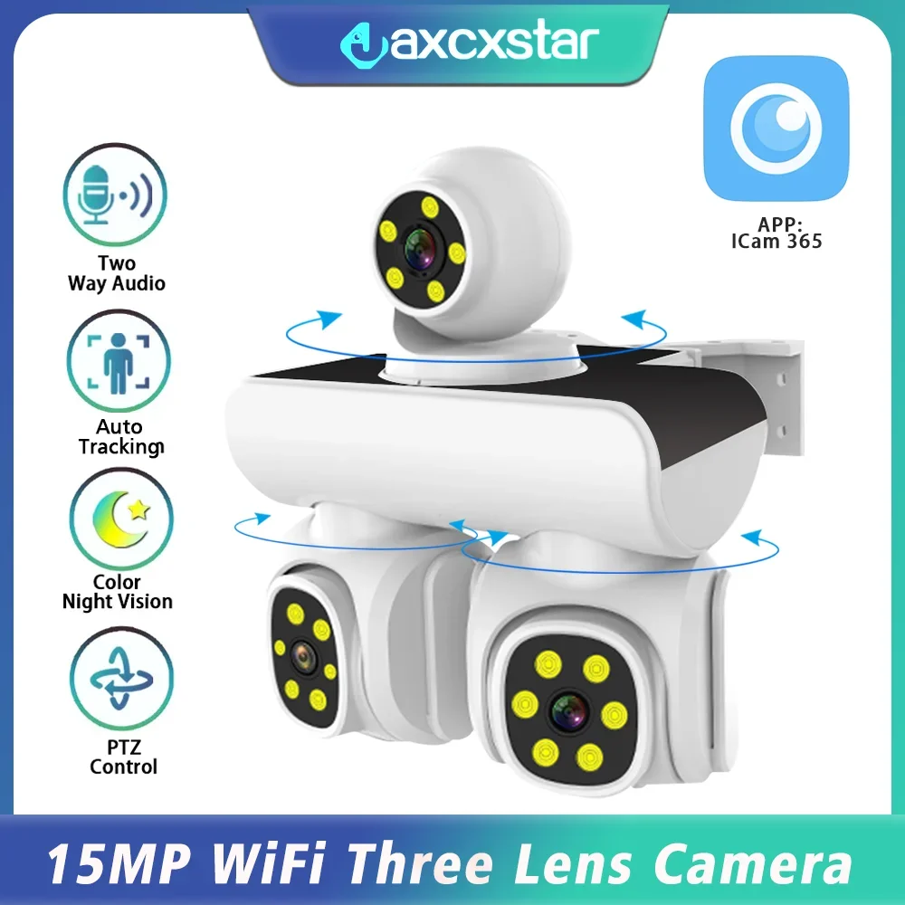 

ICam365 15MP Wifi PTZ Two Way Audio IP Camera Three Screens Human Detection Surveillance Video CCTV Security Protection Camera