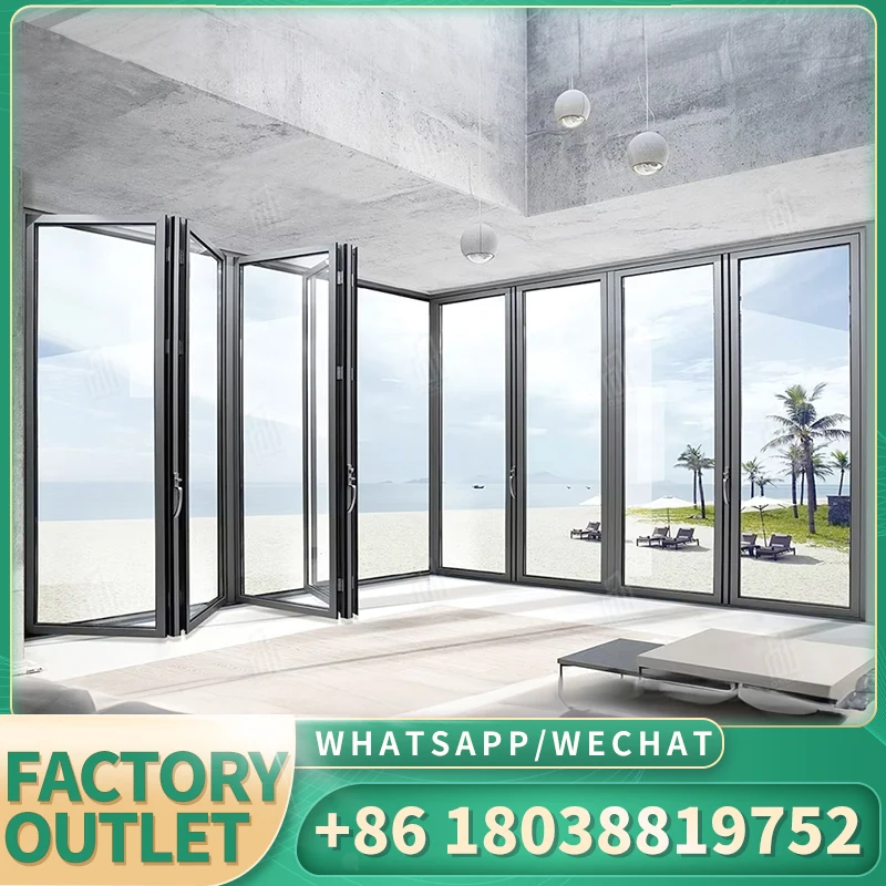 Ace Latest Fashion Hot Selling Aluminum Folding Door For House New Design Bi-Folding Door Aluminum Glass Folding Door