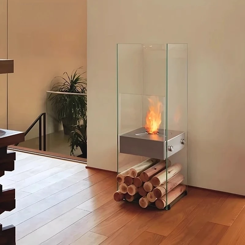 

Glass real fire alcohol fireplace heating stainless steel
