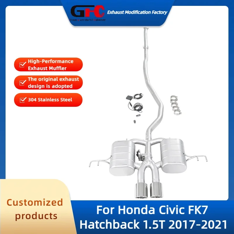 GFC Catback Valvetronic Muffler for Honda Civic FK7 Hatchback 1.5T 2017-2021 High-Performance SUS304 Auto Valve Exhaust Pipe