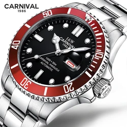 Carnival Brand High-End IW Series Luxury Mechanical Watch Stainless Steel Waterproof Luminous Business Watch Men Date Watches