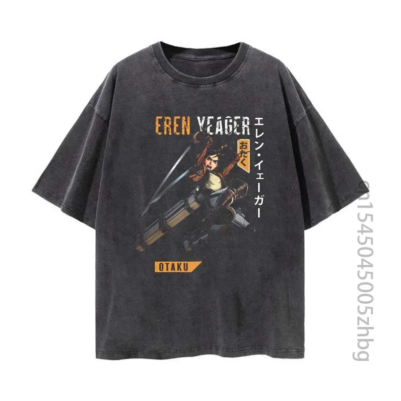 

Attack On Titan, Eren Yeager Anime Woman Shirt Streetwear Harajuku Vintage Distressed Tshirt Manga Graphic T Shirt Men Tops Tees