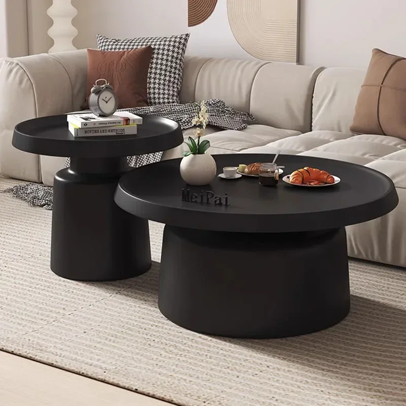 

Center Black Coffee Table Floor Hallway Minimalist Round Nordic Modern Salon Side Table Design Home Decor Interior Furniture