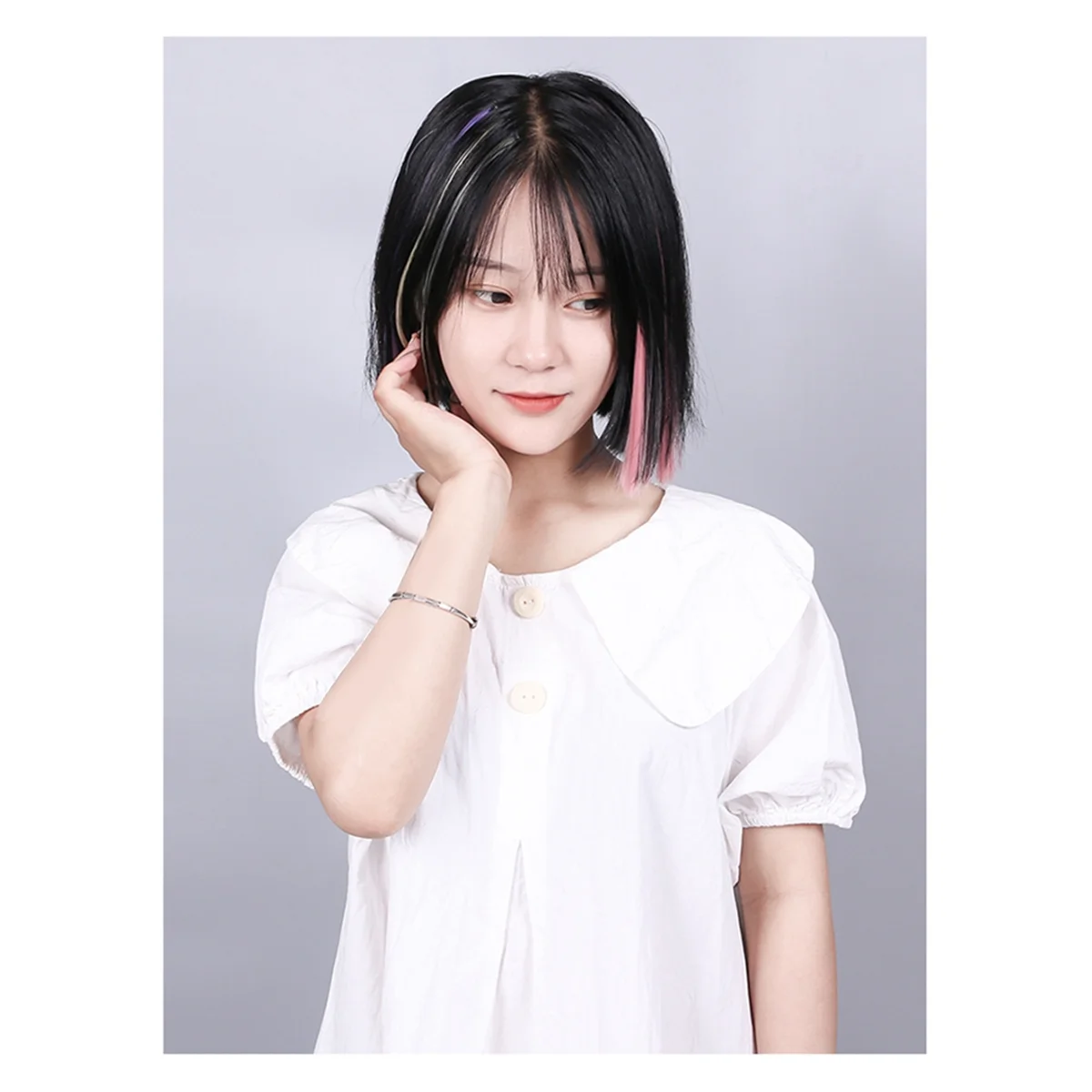 ABGN-extensiones de cabello recortable multicolor, arcoíris resaltado, horquilla larga y recta para cabello falso, 3,2x55cm