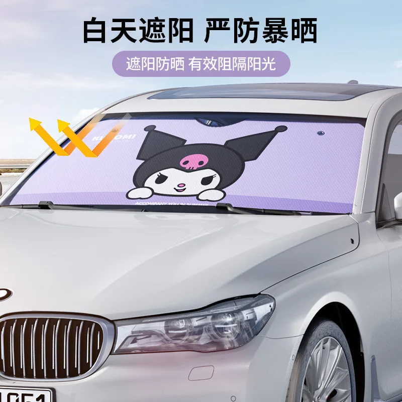 Sanrio Car Sun Protection Insulation Visor Sun Shade Summer Window Cooling Cartoon My Melody Kuromi Car Interior Accessories