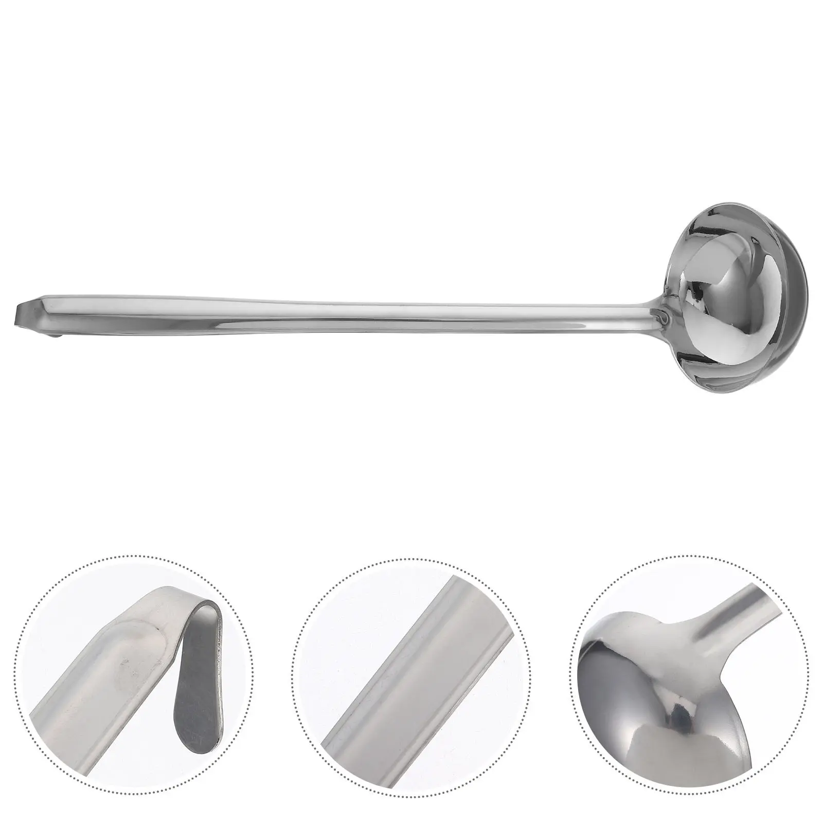 210Ml Stainless Steel Ladle Deep Thick Soup Spoon Long Handle Hook Hanging Kitchen Serving Scoop for Soup Porridge Gravy Sauce