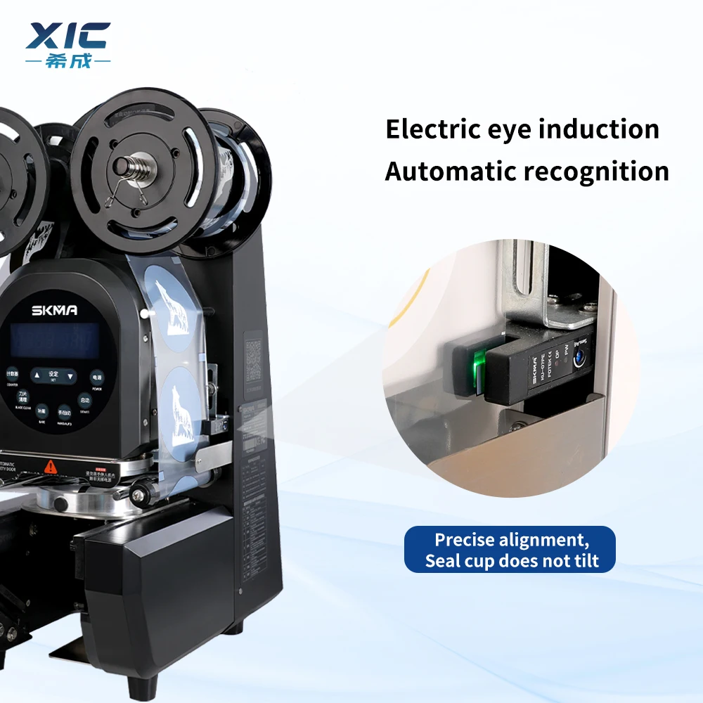 Sigillatrice per tazze con controllo digitale ad alta velocità Sigillatrice per tazze in acciaio inossidabile 95/90mm per negozio di tè con bolle di latte in carta di plastica