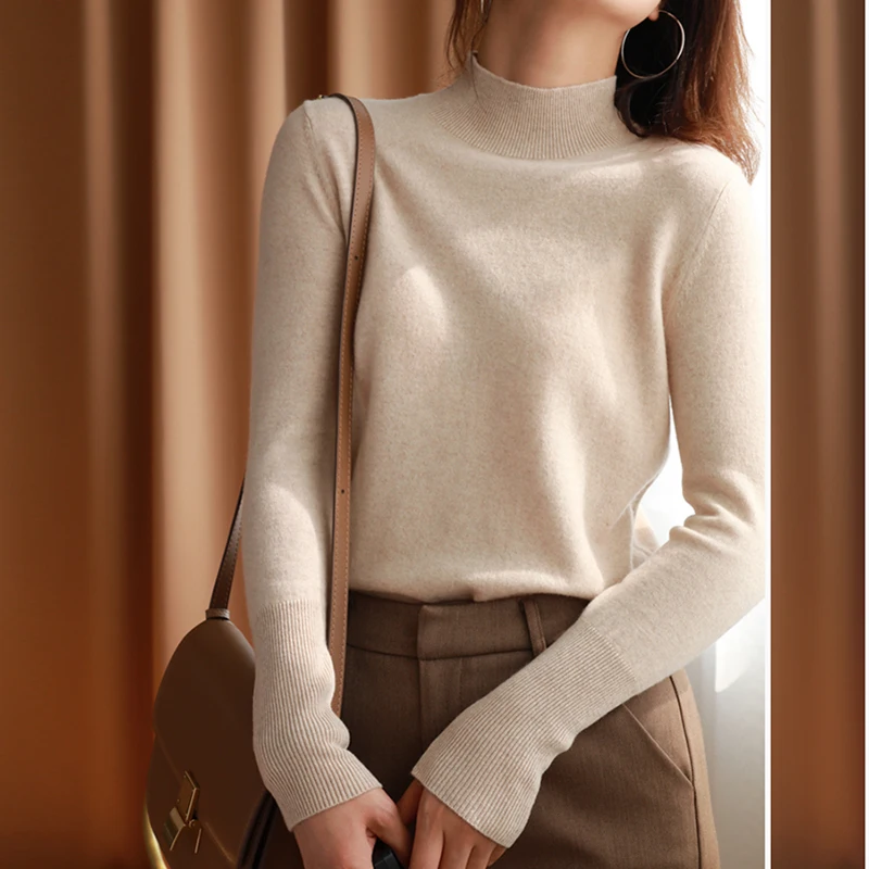 2024 autumn winter chic bottom sweaters women fashion turtleneck pullover slim long sleeve knitted Jumper Soft Warm Pull Femme